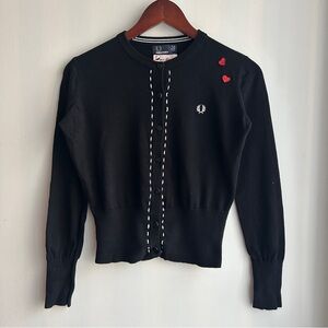 Fred Perry Amy Winehouse Black Cardigan with White Stitching